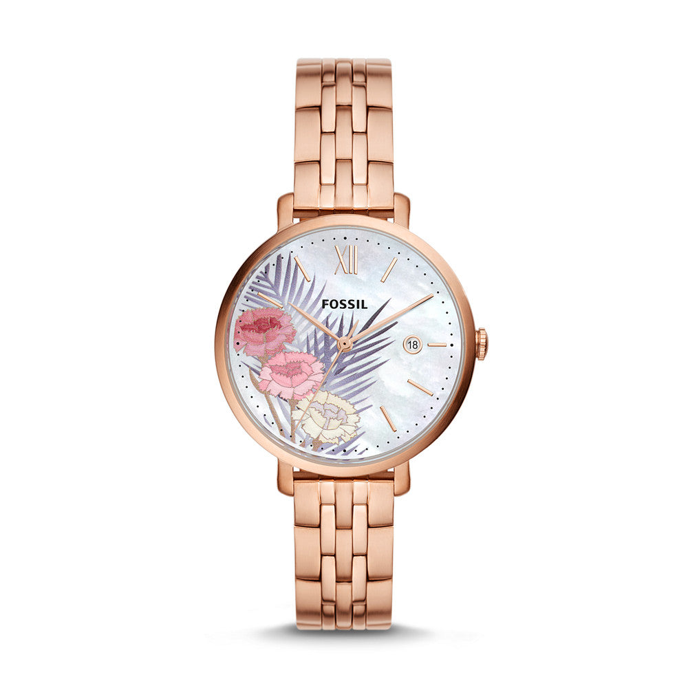 Fossil Jacqueline Three Hand Date Rose Gold Tone Stainless Steel