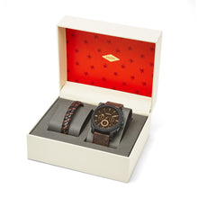 Load image into Gallery viewer, Machine Chronograph Dark Brown Leather Watch and Bracelet Box Set FS5251SET