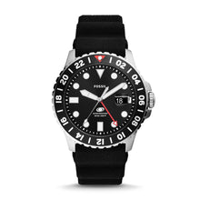 Load image into Gallery viewer, Fossil Blue GMT Black Silicone Watch FS6036