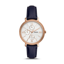Load image into Gallery viewer, Jacqueline Multifunction Blue LiteHide™ Leather Watch ES5096
