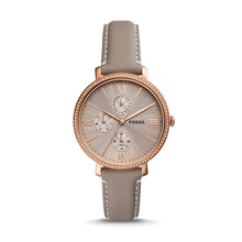 Load image into Gallery viewer, Jacqueline Multifunction Gray LiteHide™ Leather Watch ES5097
