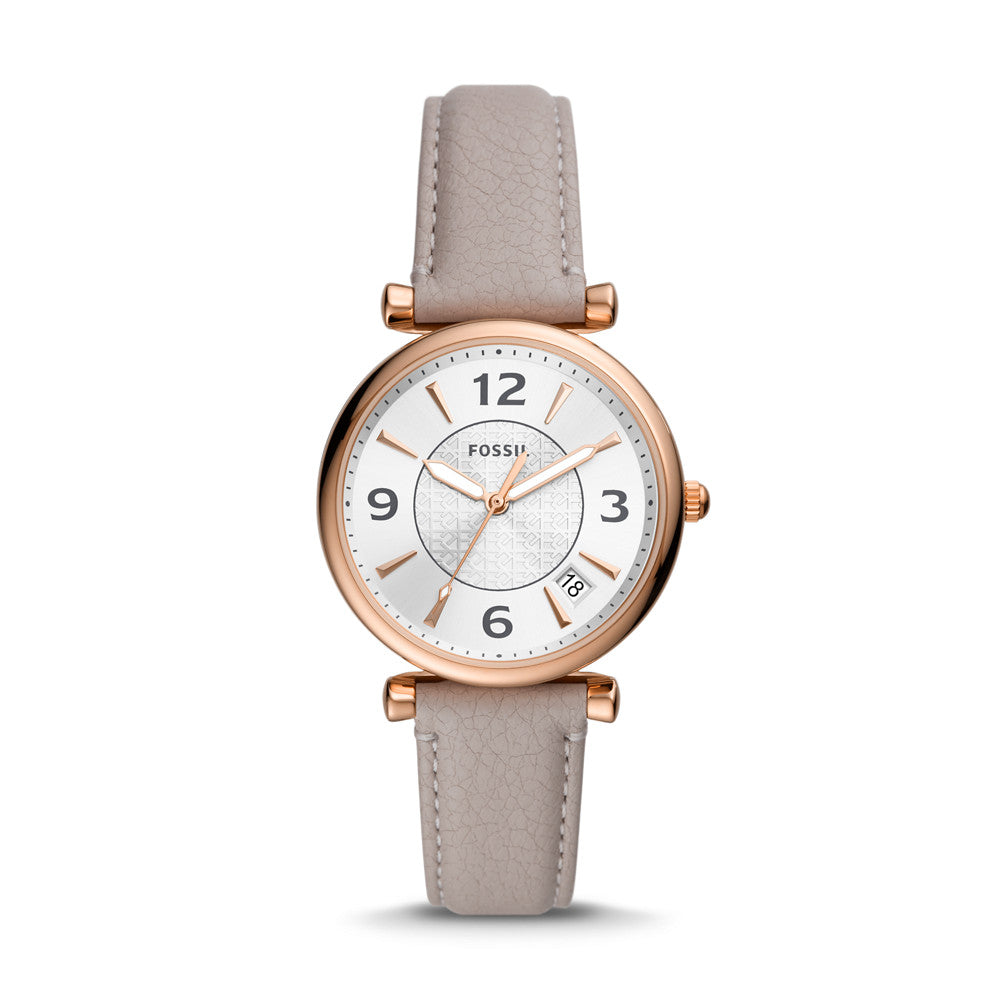 Carlie Three-Hand Date Gray LiteHide™ Leather Watch ES5161