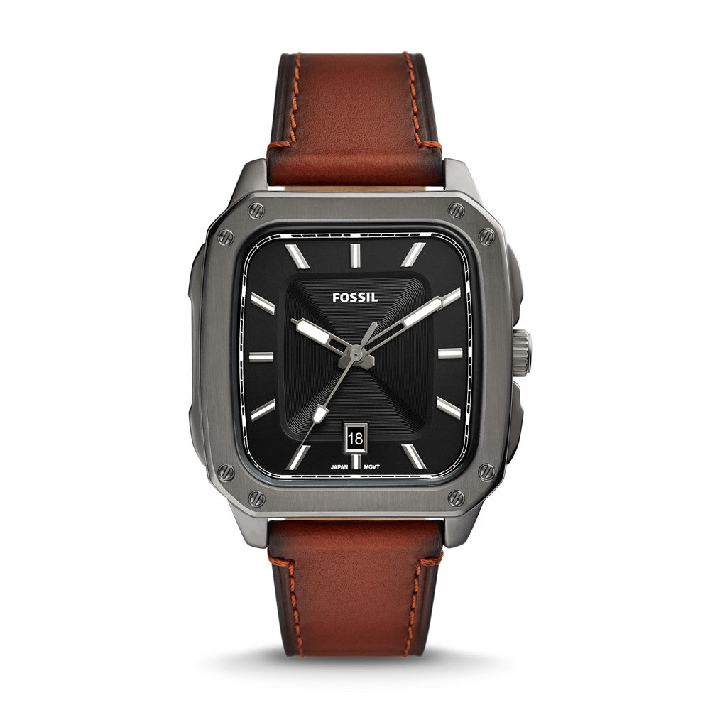 Inscription Three-Hand Date Amber LiteHide™ Leather Watch FS5934