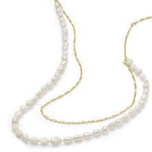 Load image into Gallery viewer, Heritage Pearl D-Link White Freshwater Pearl Faux Double Necklace JF04728710
