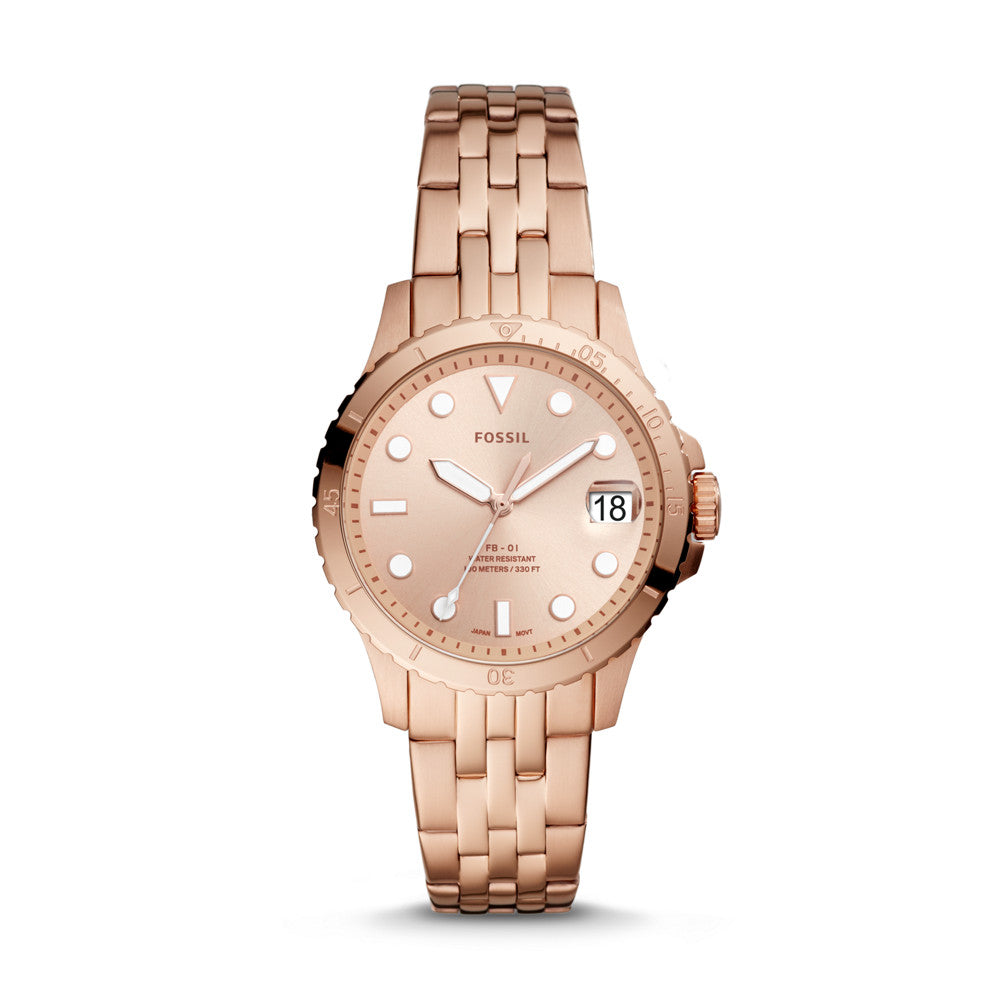 FB-01 Three-Hand Date Rose Gold-Tone Stainless Steel Watch ES4748