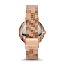 Load image into Gallery viewer, Jacqueline Multifunction Rose Gold-Tone Stainless Steel Mesh Watch ES5098
