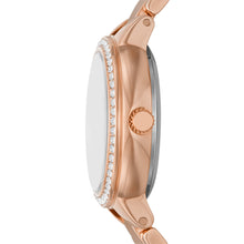Load image into Gallery viewer, Virginia Three-Hand Rose Gold-Tone Stainless Steel Mesh Watch ES5111

