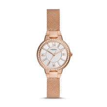 Load image into Gallery viewer, Virginia Three-Hand Rose Gold-Tone Stainless Steel Mesh Watch ES5111
