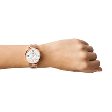 Load image into Gallery viewer, Carlie Three-Hand Date Rose Gold-Tone Stainless Steel Watch ES5158
