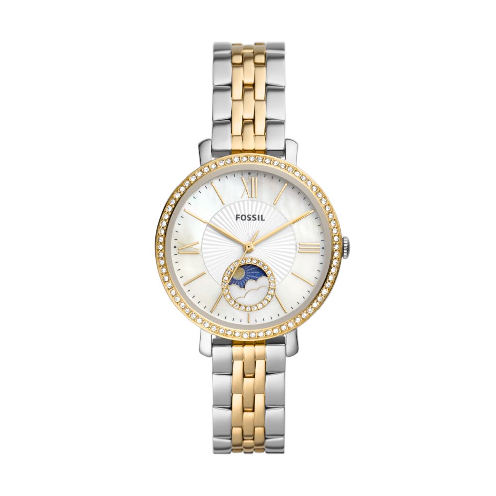 Jacqueline Sun Moon Multifunction Two-Tone Stainless Steel Watch ES5166