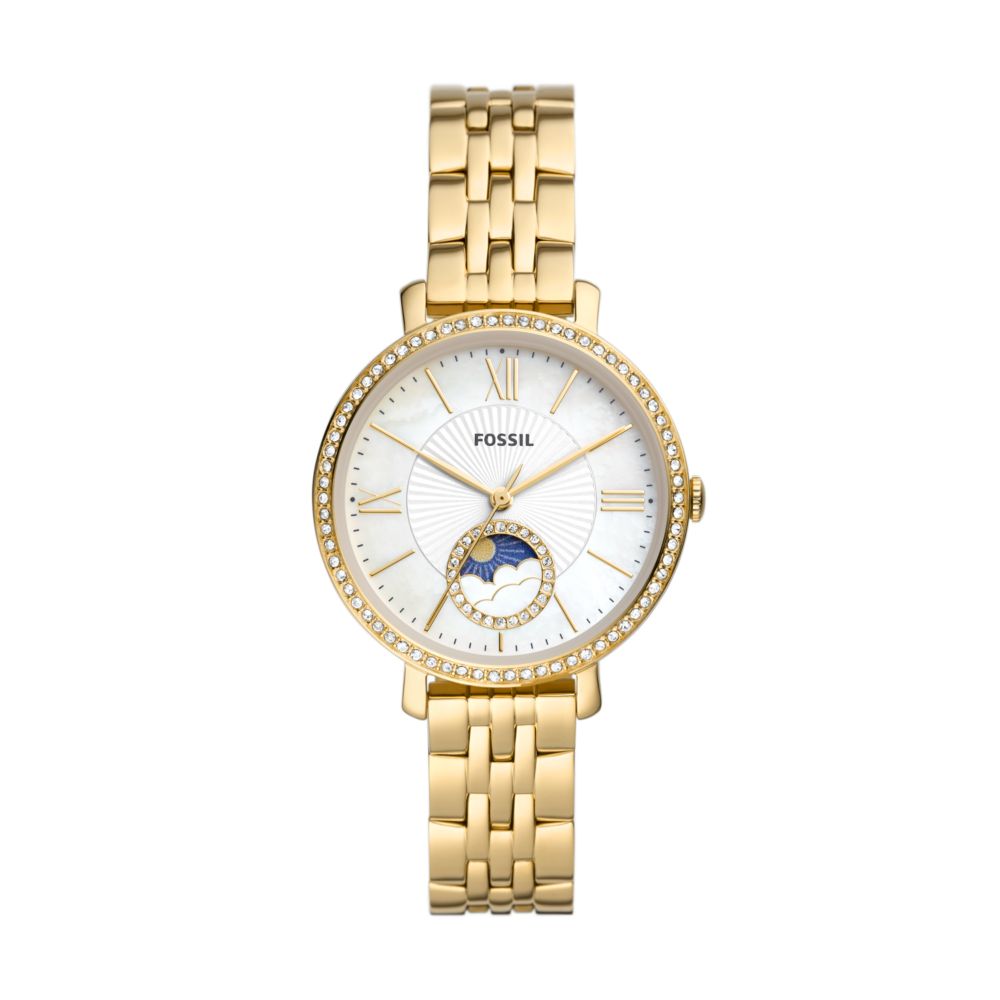 Jacqueline Sun Moon Multifunction Gold-Tone Stainless Steel Watch ES5167