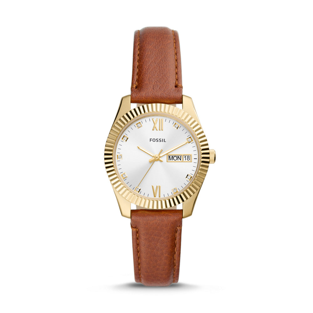 Scarlette Three-Hand Day-Date Tan Eco Leather Watch ES5184