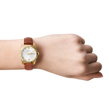 Load image into Gallery viewer, Scarlette Three-Hand Day-Date Tan Eco Leather Watch ES5184
