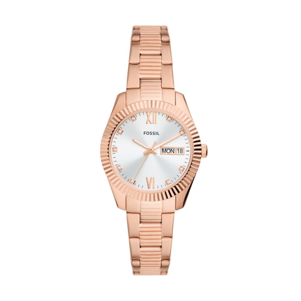 Scarlette Three-Hand Day-Date Rose Gold-Tone Stainless Steel Watch ES5200