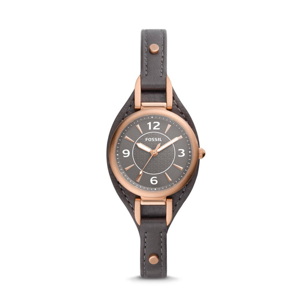 Carlie Three-Hand Black Eco Leather Watch ES5212