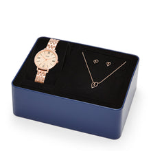 Load image into Gallery viewer, Jacqueline Three-Hand Date Rose Gold-Tone Stainless Steel Watch and Jewelry Set ES5252SET
