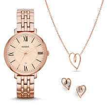 Load image into Gallery viewer, Jacqueline Three-Hand Date Rose Gold-Tone Stainless Steel Watch and Jewelry Set ES5252SET
