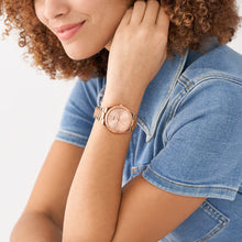 Load image into Gallery viewer, Scarlette Three-Hand Date Rose Gold-Tone Stainless Steel Watch ES5258

