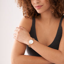 Load image into Gallery viewer, Carlie Three-Hand Rose Gold-Tone Stainless Steel Watch ES5273
