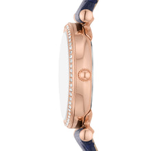 Load image into Gallery viewer, Carlie Three-Hand Navy LiteHide™ Leather Watch ES5295
