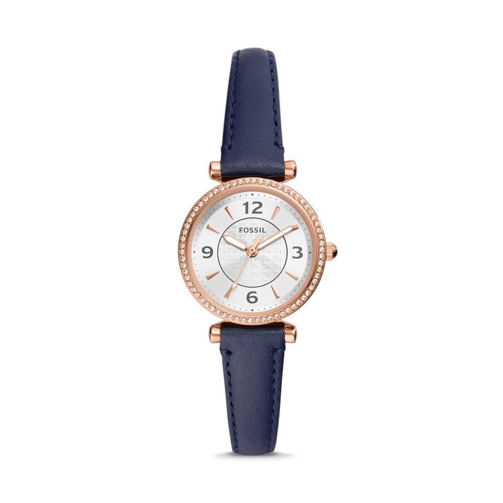 Carlie Three-Hand Navy LiteHide™ Leather Watch ES5295