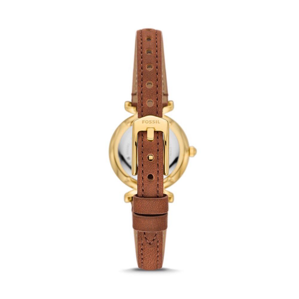 Carlie Three-Hand Medium Brown LiteHide™ Leather Watch ES5297