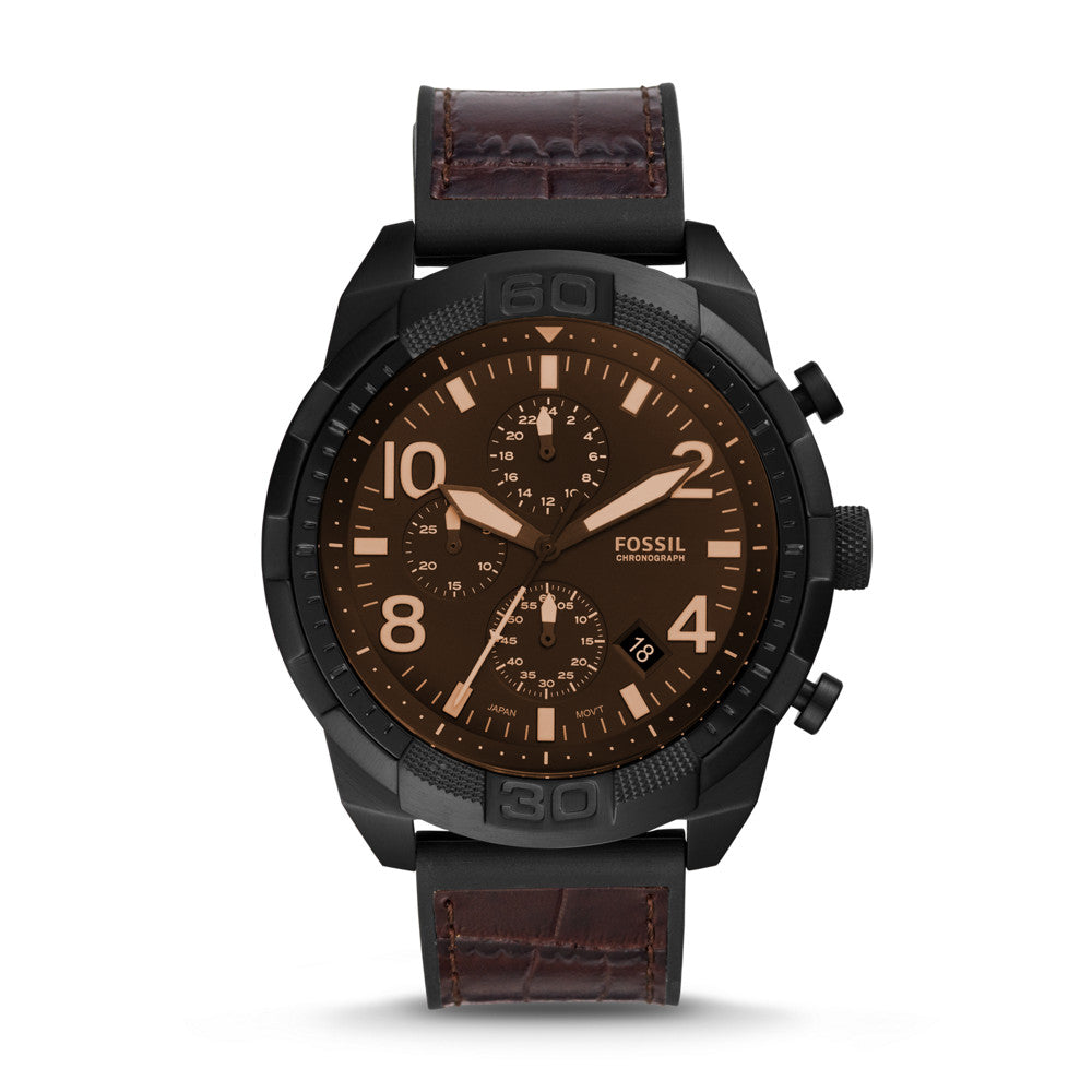 Bronson Chronograph Brown Croco Leather and Rubber Watch FS5713
