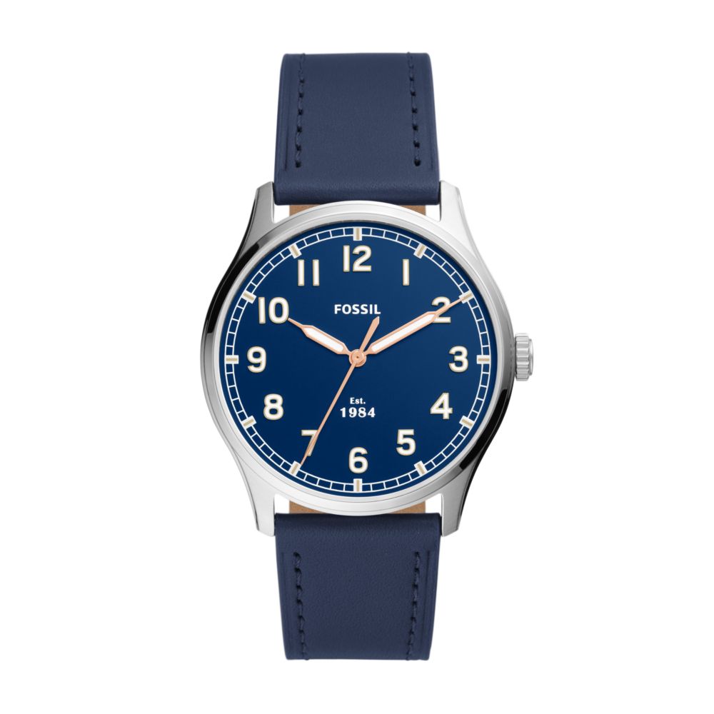 Dayliner Three-Hand Navy Leather Watch FS5924