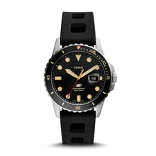 Load image into Gallery viewer, Fossil Blue Three-Hand Date Black Silicone Watch FS5947
