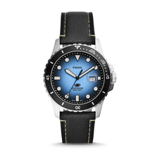 Load image into Gallery viewer, Fossil Blue Three-Hand Date Black Eco Leather Watch FS5960
