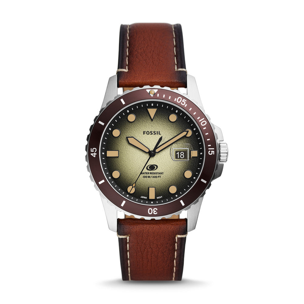 Fossil Blue Three-Hand Date Brown Eco Leather Watch FS5961