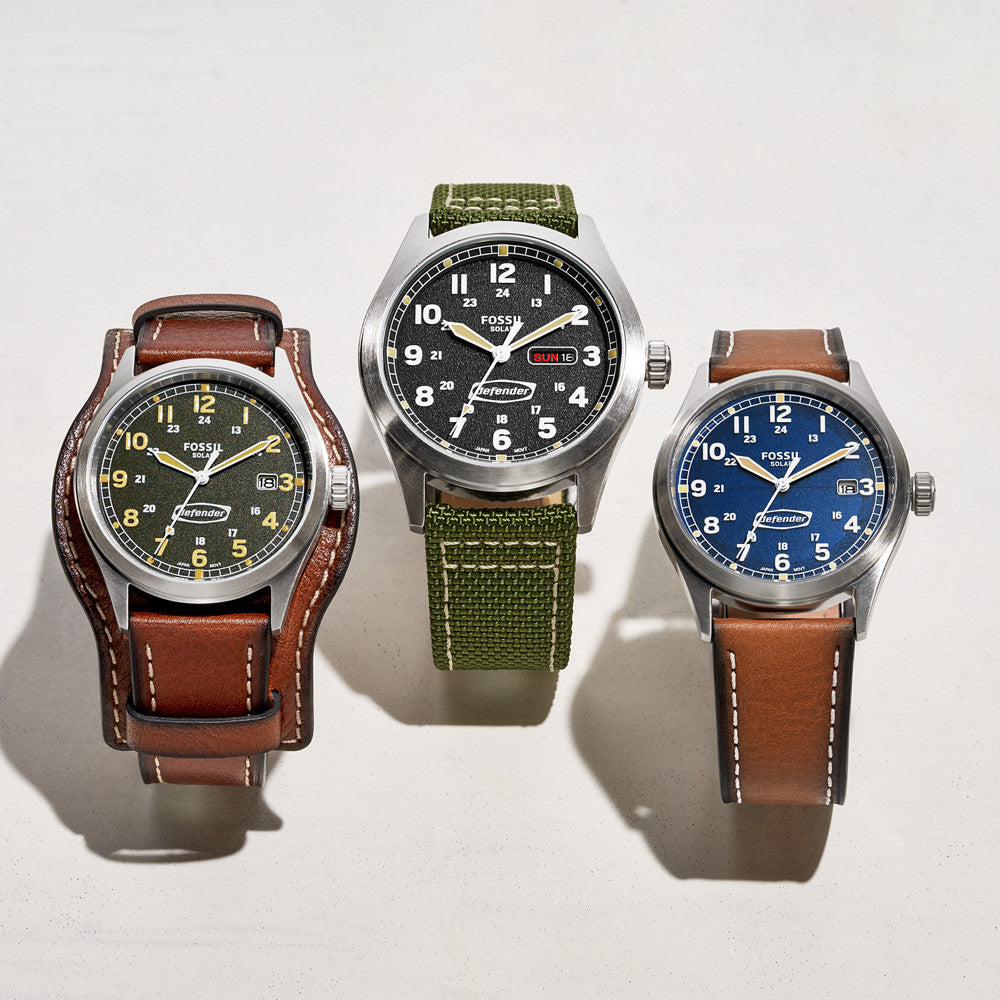 Defender Solar-Powered Medium Brown LiteHide™ Leather Watch FS5974