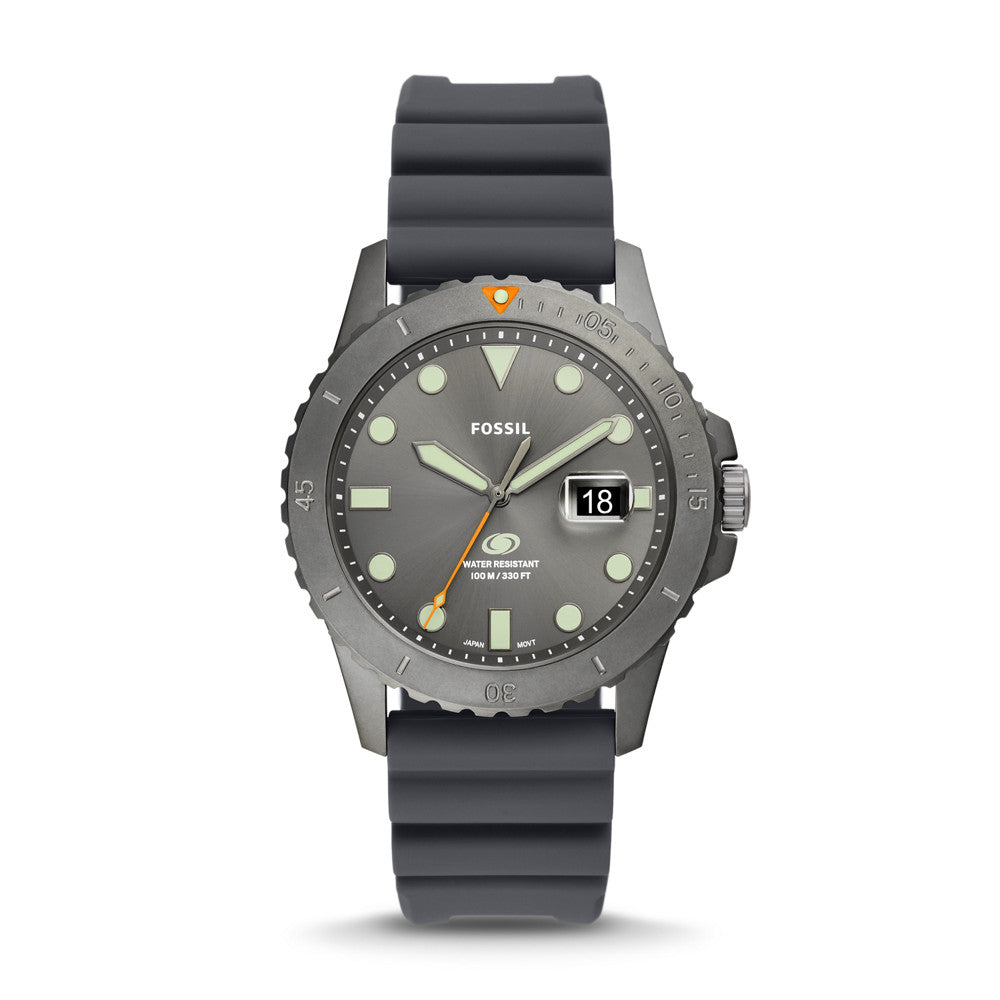 Fossil Fossil Blue Three-Hand Date Gray Silicone Watch FS5994