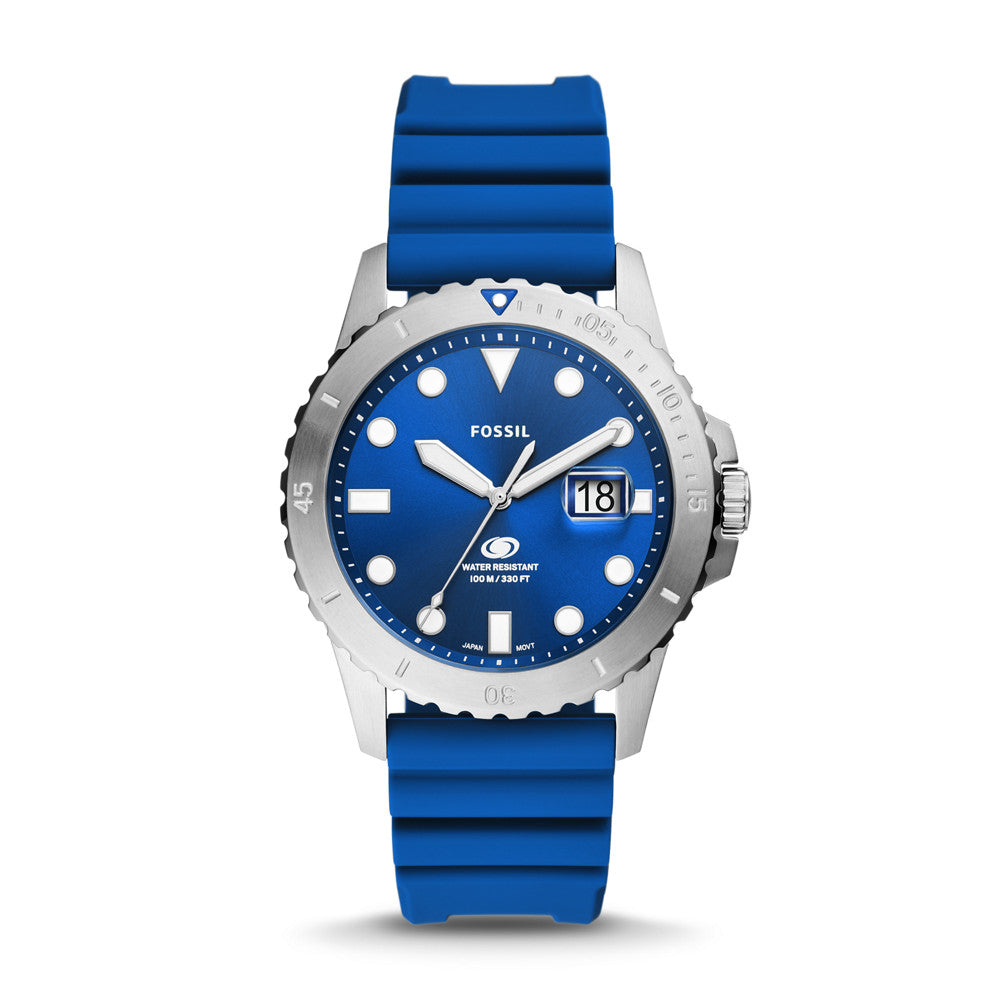 Fossil Fossil Blue Three-Hand Date Blue Silicone Watch FS5998