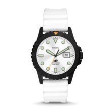 Load image into Gallery viewer, Fossil Blue Three-Hand Date White Silicone Watch FS5999
