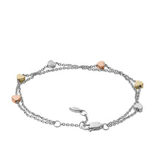 Load image into Gallery viewer, Sutton Heart Tri-Tone Steel Double-Chain Bracelet JF02854998
