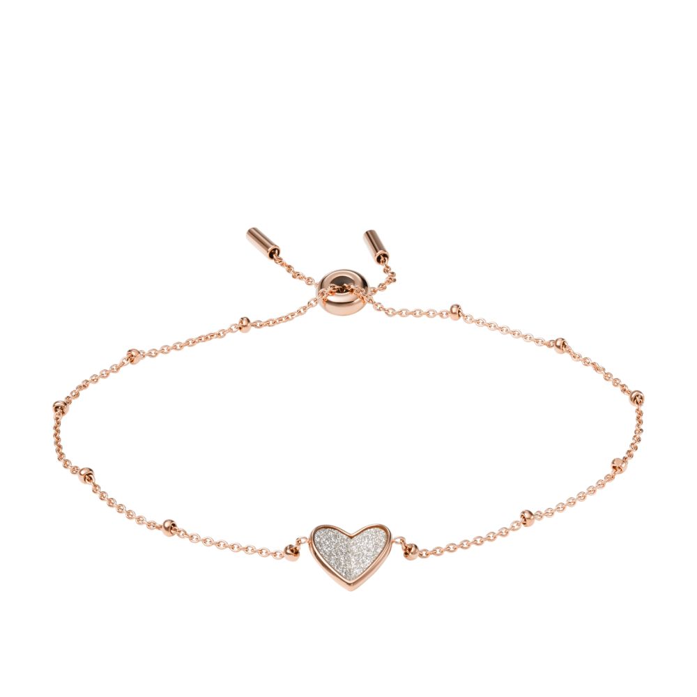 Sutton Flutter Hearts Rose Gold-Tone Stainless Steel Chain Bracelet JF03647791