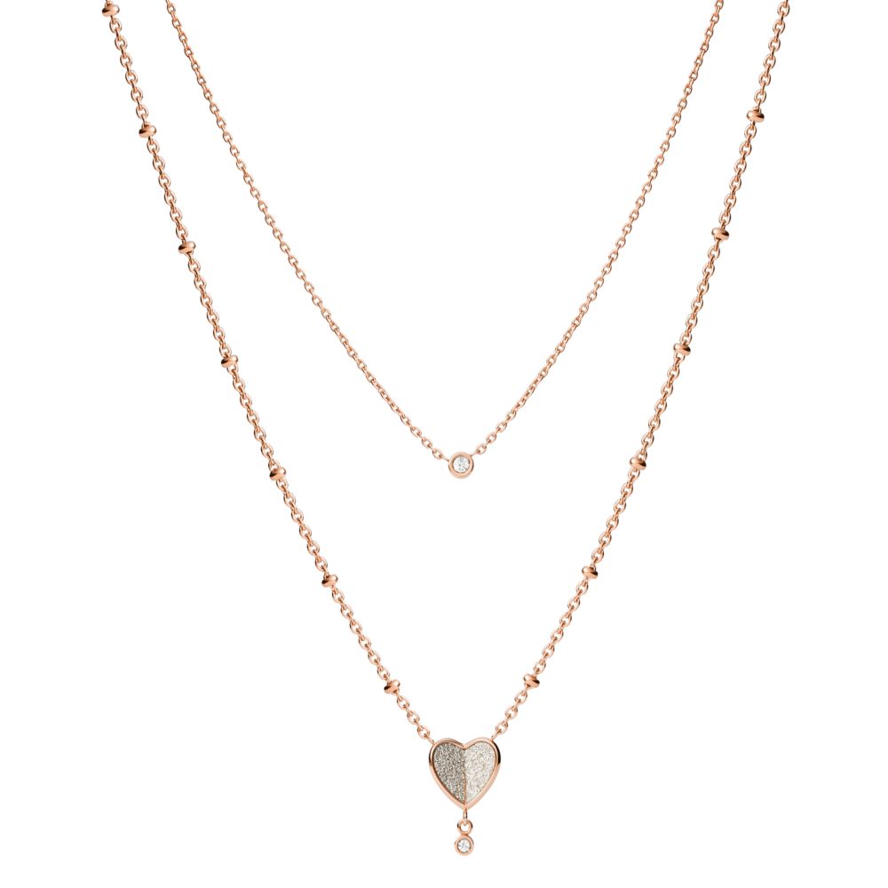 Sutton Flutter Hearts Rose Gold-Tone Stainless Steel Multi-Strand Necklace JF03648791