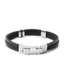 Load image into Gallery viewer, Leather Essentials Black Leather Multi-Strand Bracelet JF03686040
