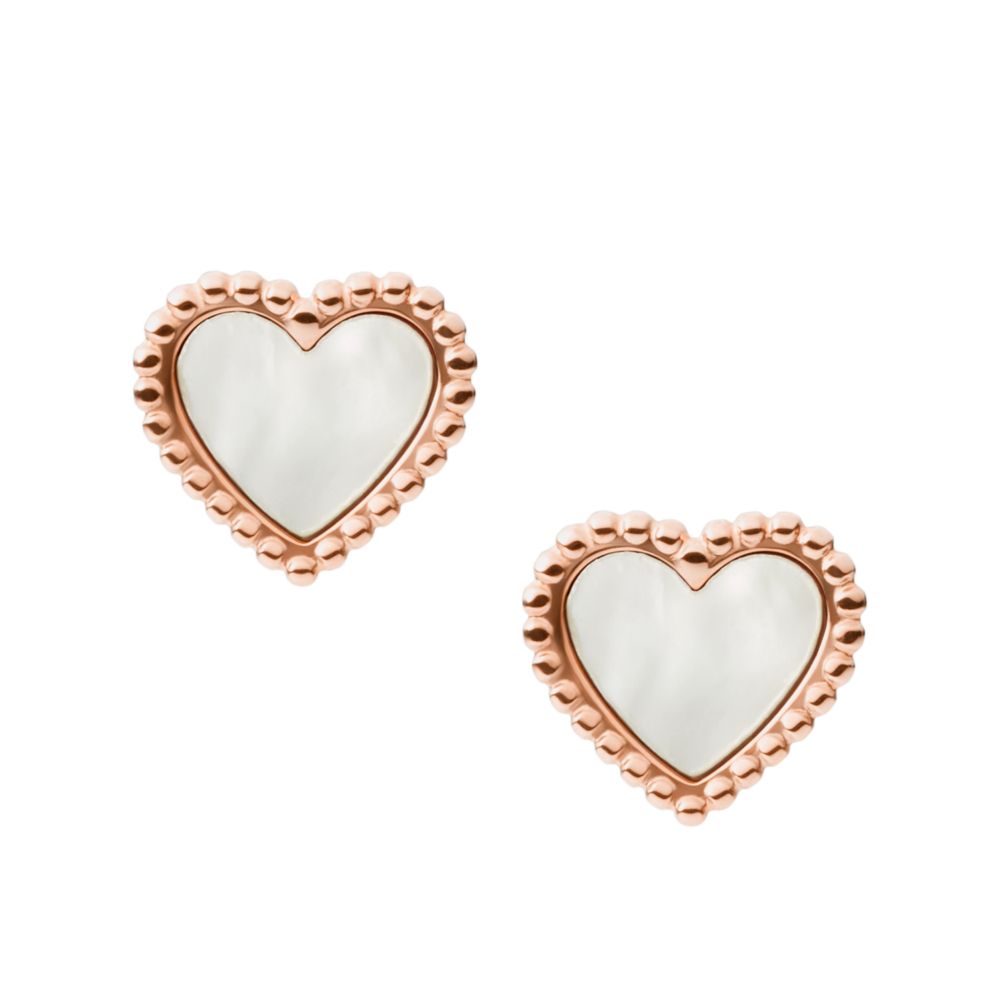Val I Heart You Mother-of-Pearl Stainless Steel Stud Earrings JF03692791