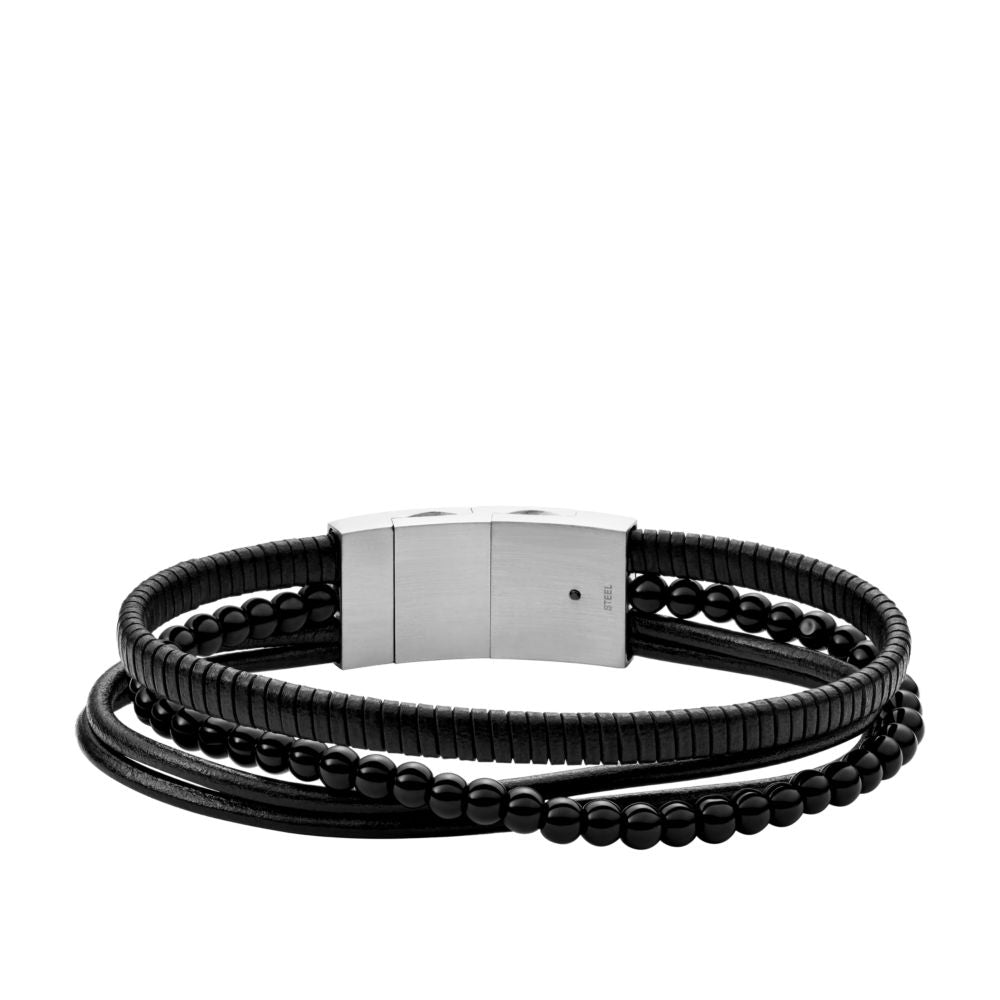 Multistrands Black Leather Multi-Strand Bracelet JF03993040