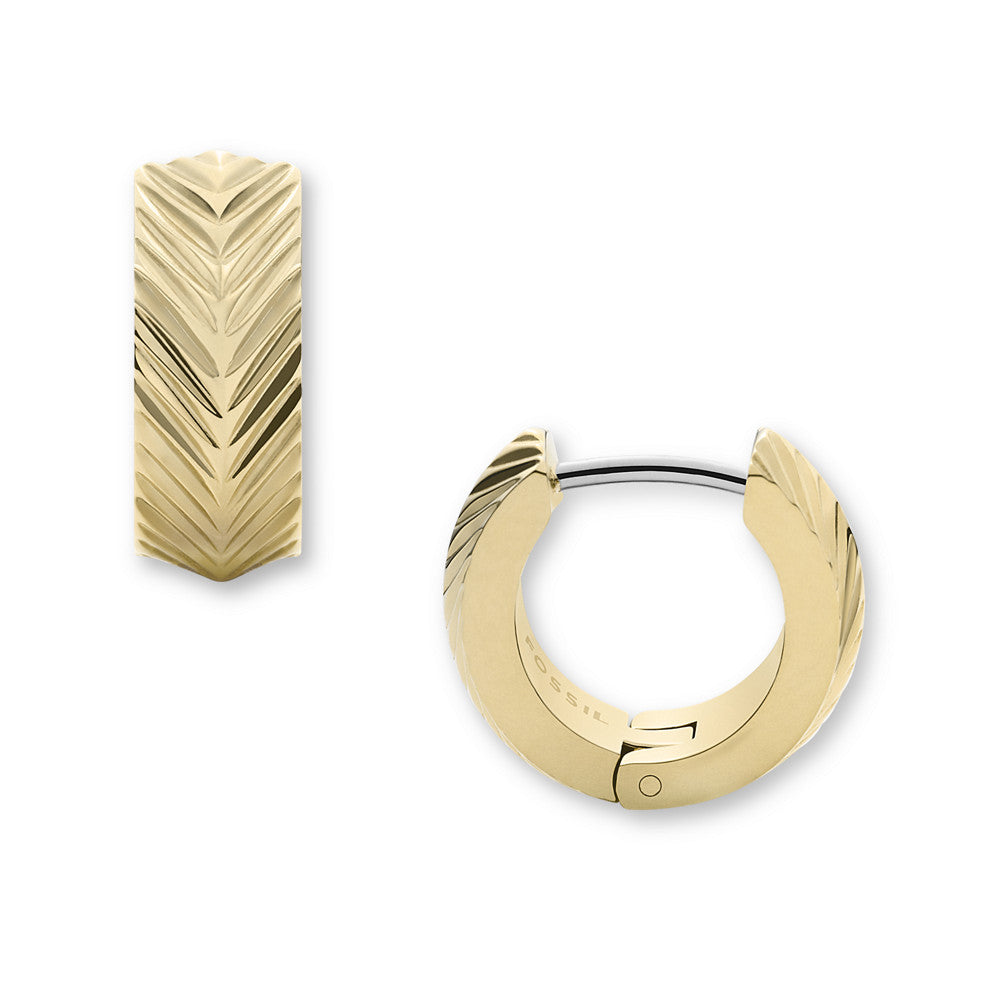 Harlow Linear Texture Gold-Tone Stainless Steel Huggie Hoop Earrings JF04116710