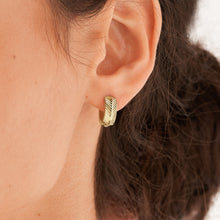 Load image into Gallery viewer, Harlow Linear Texture Gold-Tone Stainless Steel Huggie Hoop Earrings JF04116710
