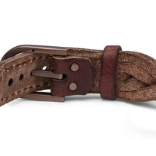 Load image into Gallery viewer, Heritage Braided Brown Leather Strap Bracelet JF04126200
