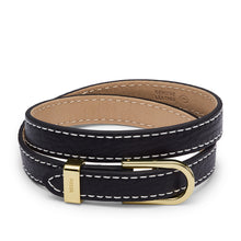 Load image into Gallery viewer, Heritage D-Link Black Leather Strap Bracelet JF04193710
