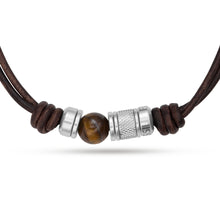 Load image into Gallery viewer, Leather Tiger&#39;s Eye Necklace JF04204040
