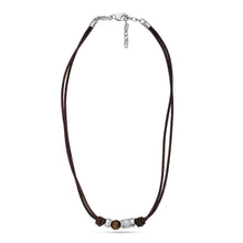 Load image into Gallery viewer, Leather Tiger&#39;s Eye Necklace JF04204040
