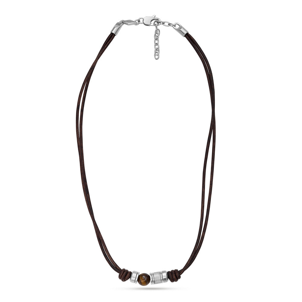 Leather Tiger's Eye Necklace JF04204040