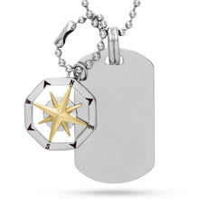 Load image into Gallery viewer, Sutton Compass Stainless Steel Dog Tag Necklace JF04208998
