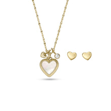 Load image into Gallery viewer, I Heart You White Mother of Pearl Necklace and Earrings Set JF04246SET
